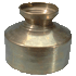 A small metal vessel with cylindrical sides and flat bottom, and a narrower neck and opening.
