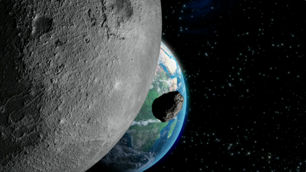 Asteroid Earth Moon