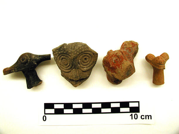 Ceramic animal figurines, from the Aztec people at Chiconautla.