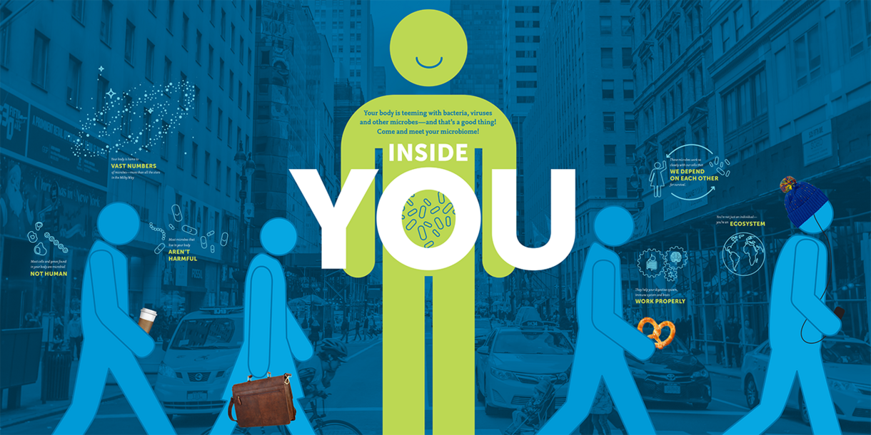 Three human-shaped icons in front of a background image of a city, with an overlay of text reading "Inside You".