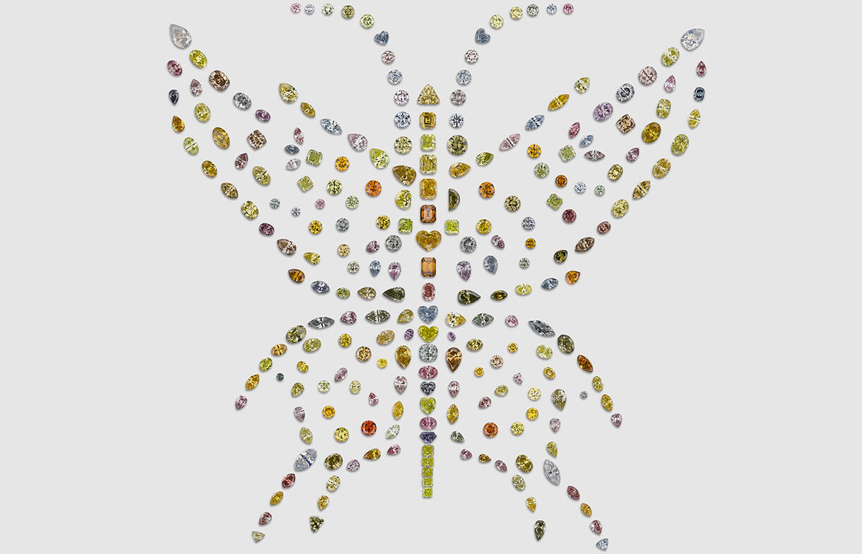 Diamonds arranged in the shape of a butterfly.