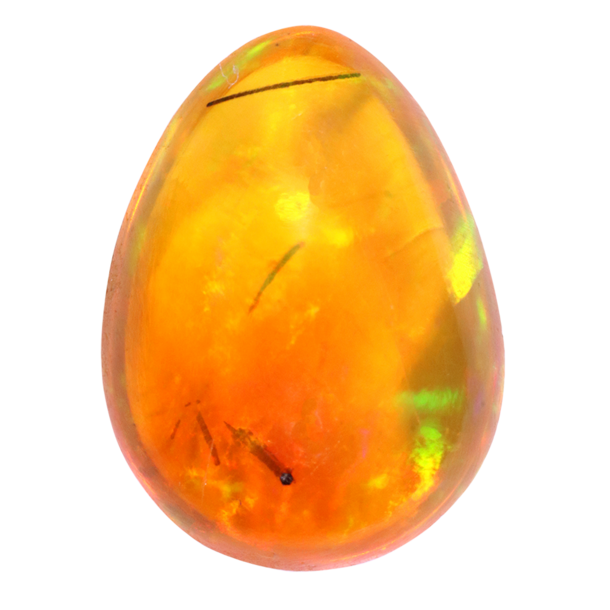 Egg-shaped polished amber specimen.