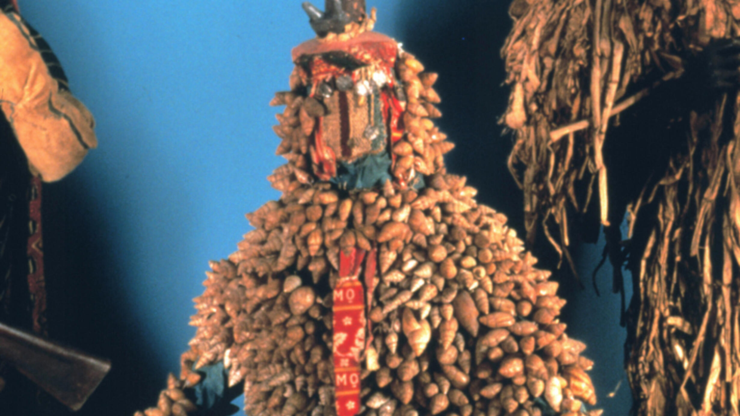 From the Yoruba people of Nigeria, in the Museum’s Hall of African Peoples, an ornate full-body costume used in the Egungun masquerade performance.