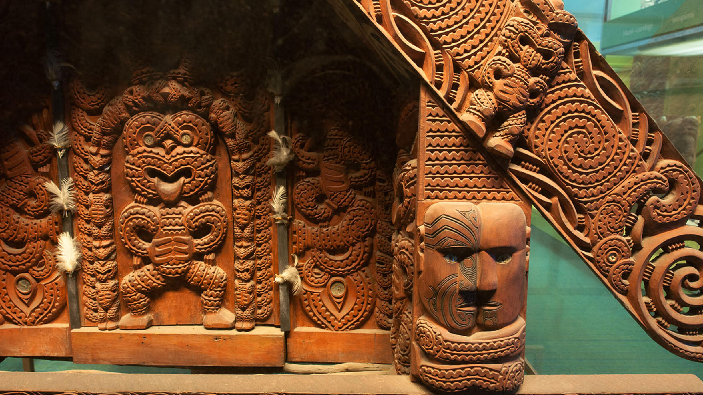 Maori figurative wood carvings.