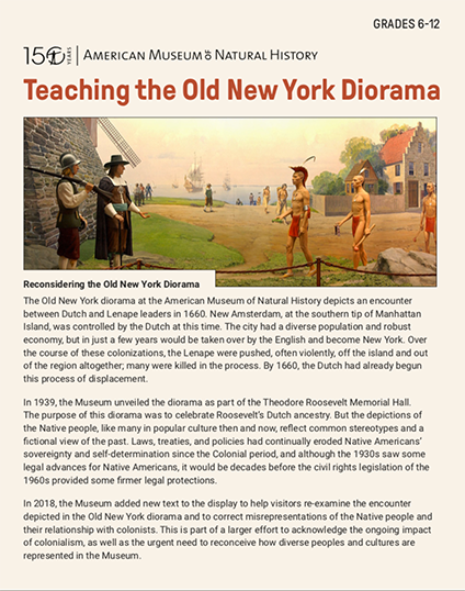 Text reads Teaching the Old New York Diorama Grades 6-12" accompanied by image of the diorama.