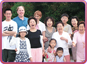 Laurel and her family pose with Korean friends