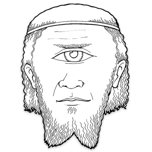 line art drawing of a cyclops head
