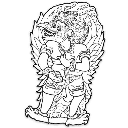 line art drawing of a Garuda