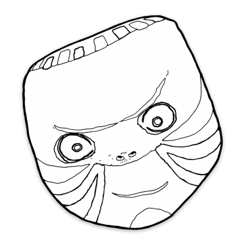 line art drawing of a kappa mask