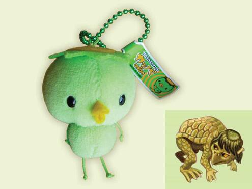 green kappa cell phone dangle with inset illustration of a kappa