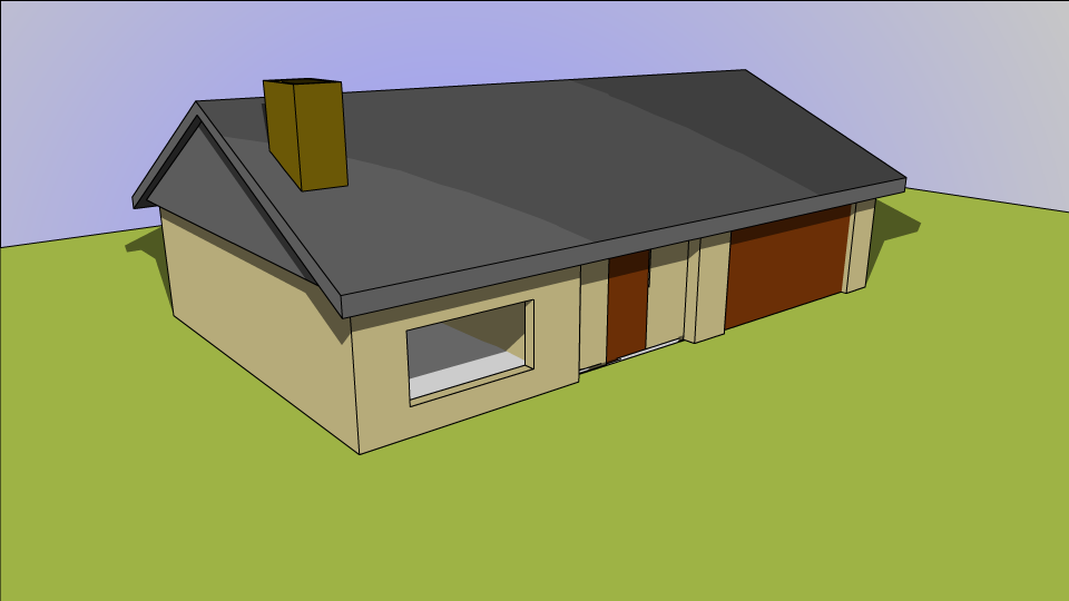 illustration of one level house