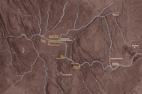 Map of Petra's hydraulic water system