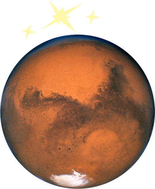Photo of the planet Mars as seen from space.