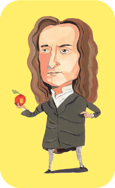 illustration of Isaac Newton holding an apple