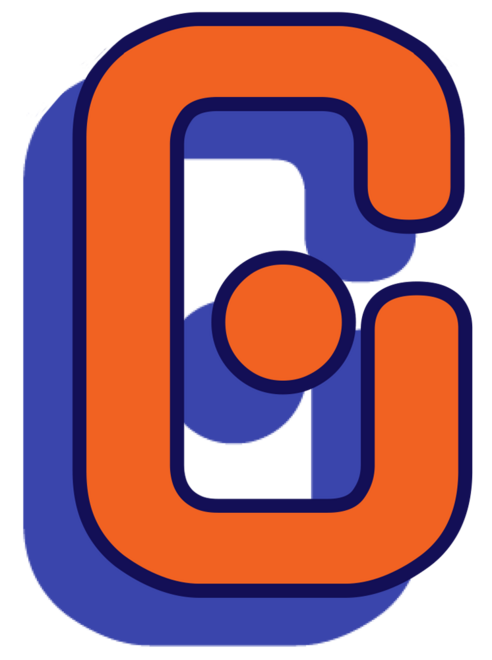 Stylized G with a circle where the inward indent would be and a shadow in a bright, different color to provide visual depth.