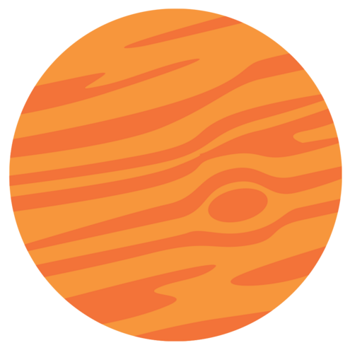 Brightly colored circle with stripes across it in a darker tone of the same color.