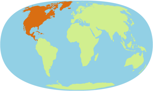 world map with North America highlighted