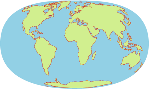 world map with oceans and seas highlighted