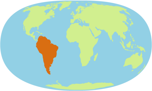 world map with South America highlighted