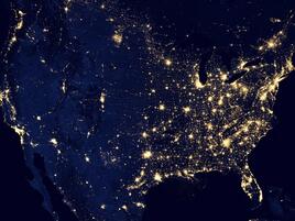 The US seen from space at night.