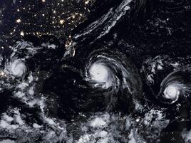 Three hurricanes travel  toward the U.S. in September 2017