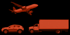a car, truck and airplane