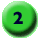 A graphic of a spherical shape, with blurred margins, containing the number 2.