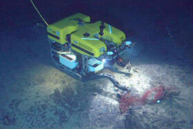 A Remotely Operated Vehicle (ROV) exploring the seafloor