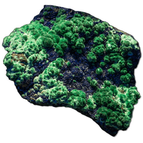 vivid green, lumpy mineral