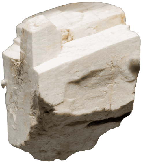 Smooth, white, multi-faceted rock