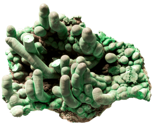 green mineral with fingerlike protrusions