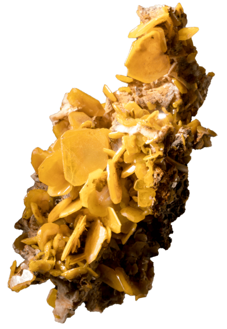 yellow mineral with plates