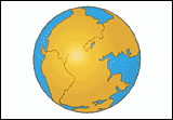 Illustration of Earth with all continents connected forming the supercontinent Pangaea, surrounded by water.