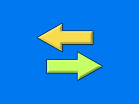 2 arrows parallel to each other but pointing in opposite directions