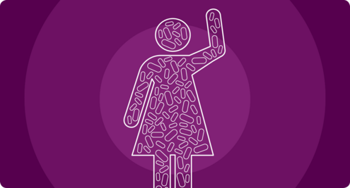 Icon of a person covered/filled with geometric shapes, waving.