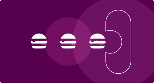 Icon of a bacteria eating burgers.