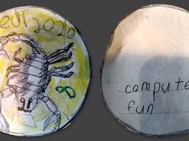 hand drawn coin with the year 2020 and scorpion drawing on it