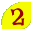The number 2 written inside a brighty colored, leaf shape.
