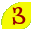 The number 3 written inside a brighty colored, leaf shape.