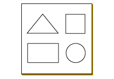 a square with a triangle, square, rectangle and circle in it.