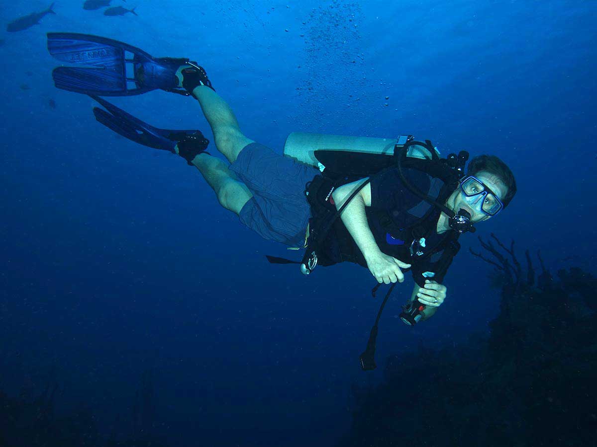 John Sparks SCUBA diving under water