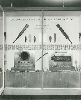 Artifacts presented in a display case titled, "Cultural Sequence of the Valley of Mexico."