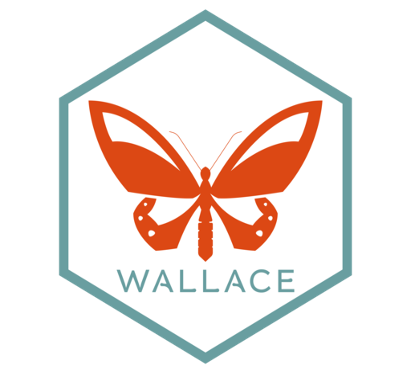 Wallace logo comprising an orange butterfly illustration surrounded by a light blue border.