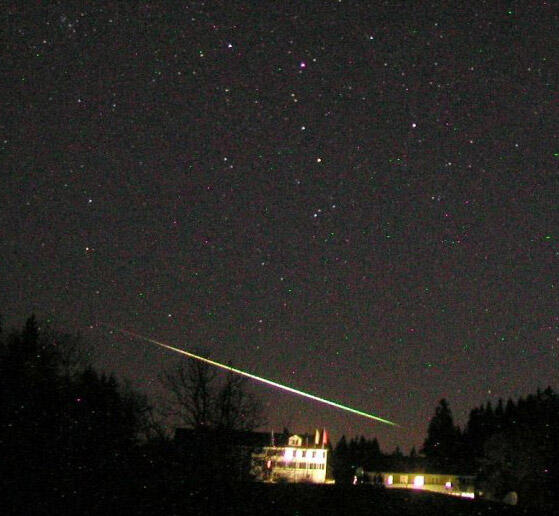 Geminid Meteor Over House