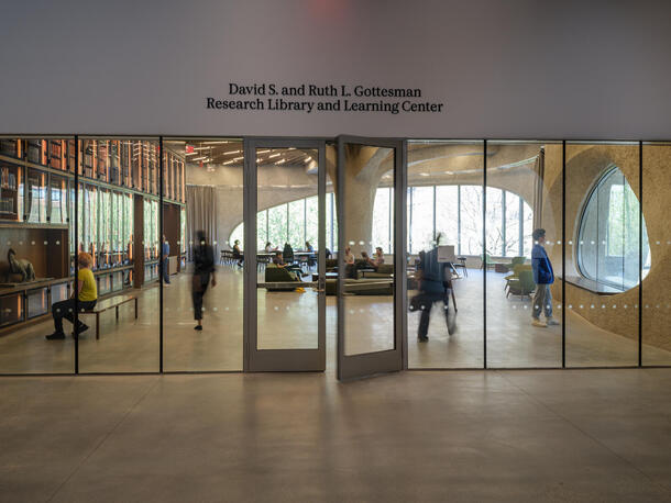 Entrance to the David S. and Ruth L. Gottesman Research Library and Learning Center.