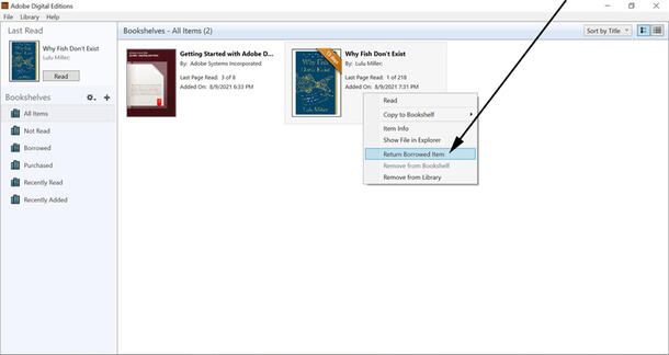 eBook Library in Adobe Digital Editions