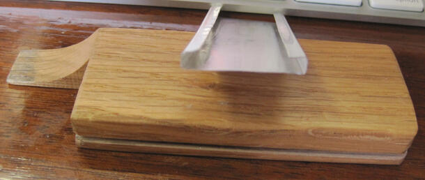 aluminum holder with wooden slide pusher, for archival storing of specimen slides