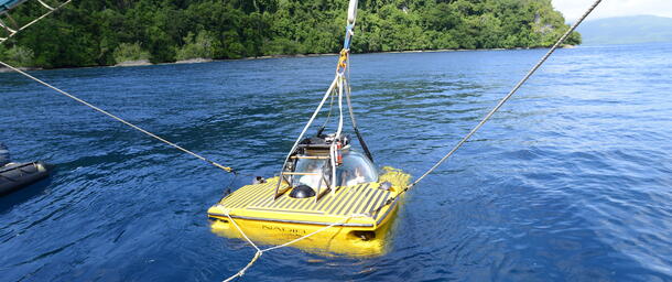 A submersible used in research activities in the Solomon Islands by curator John Sparks and colleagues.