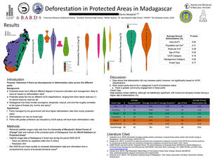 Research poster titled "Deforesetation in Protected Areas of Madagascar."