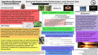Research poster titled "Solving the Mystery of the Shadowdragon using Genomic Data." 